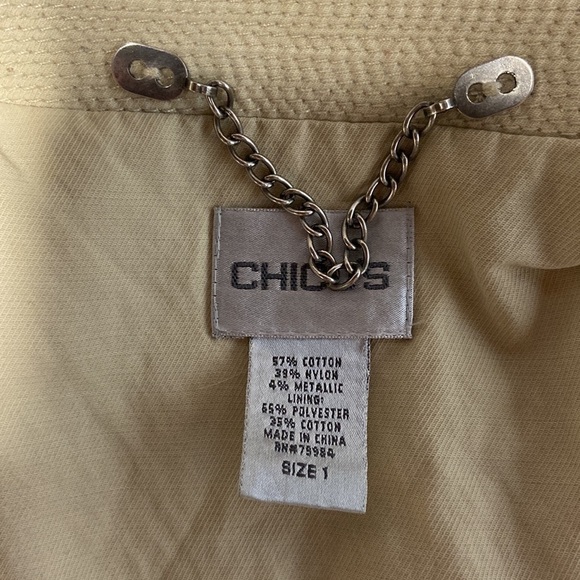 Chicos Cotton Metallic Blend Long Sleeve Field Jacket Utility Coat - Picture 8 of 16